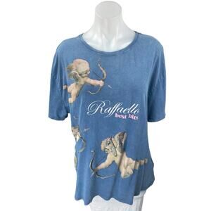 Zara The Target Love Blue Raffaello Angel Graphic Print T Shirt Tee Top Size XL